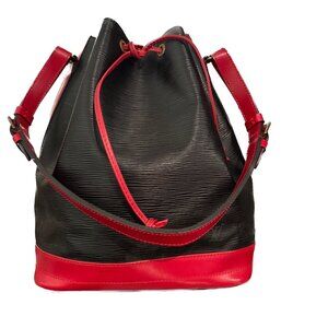 Louis Vuitton Epi Leather Noe Shoulder Bag Tote Black + Red